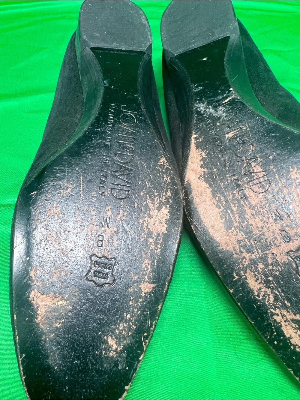 Joan & David Black Suede Loafers with Gold Rope Accent - Picture 5 of 8